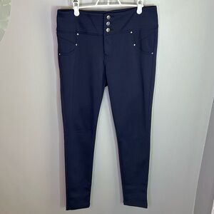 Lily Morgan Navy Ponte High Waisted Super Stretchy Pants with Tapered Leg Size M